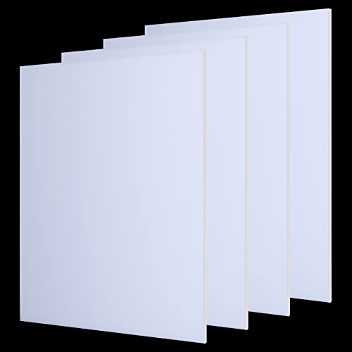 4 Pack White Acrylic Sheet 1/8 Thick Translucent Acrylic Sheet 11.8×11.8 Inch Plastic Sheets White Plexiglass Sheet Sq. Board for Indications, Lights, Do-it-yourself Crafts