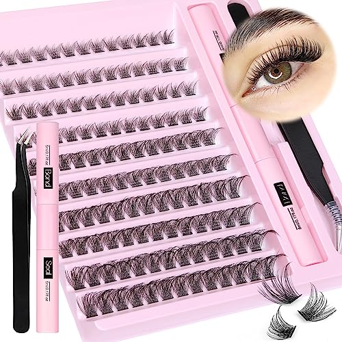 Lash Extension Kit, 130Pcs Lash Clusters with Bond Seal and Lash Applicator Resource Tweezer Diy Personal Eyelashes Package Purely natural D Curl 8-16MM Lash Clusters Eyelash Extension Package Do-it-yourself at Property by JIMIRE
